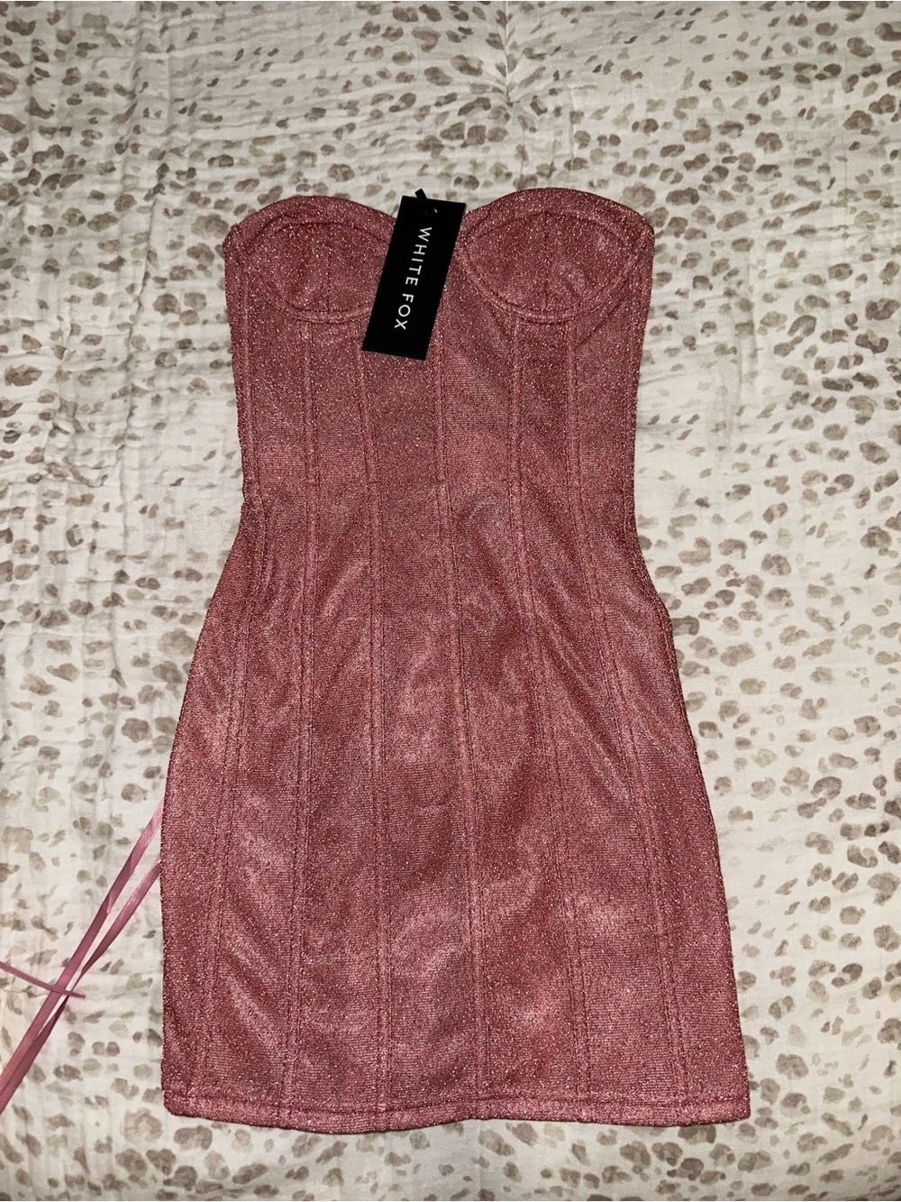 NWT WHITEFOX Rose Metallic Strapless Mini Dress